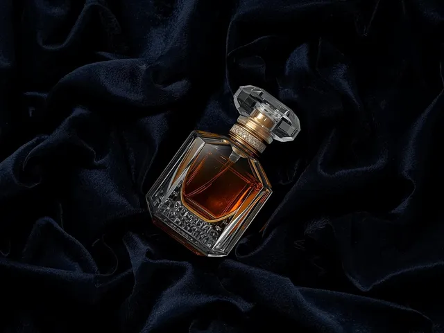 Detalj bočice parfema na tamnoj pozadini